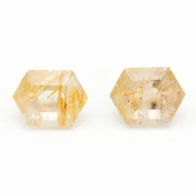 10x8 to 14x10mm Rutilated Quartz Hexagons - Light Rutile