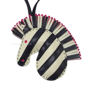 2021AW HERMES bagcharm Geegee Savannah Zebra Craie/Noir (Black)/Rose Mexicoe Agneau Milo Stamp Z[EXCELLENT][Authentic]