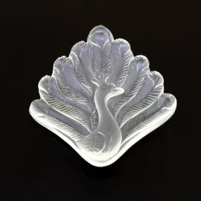 30x28mm Clear Quartz Freeform Peacock Bas Relief Carving