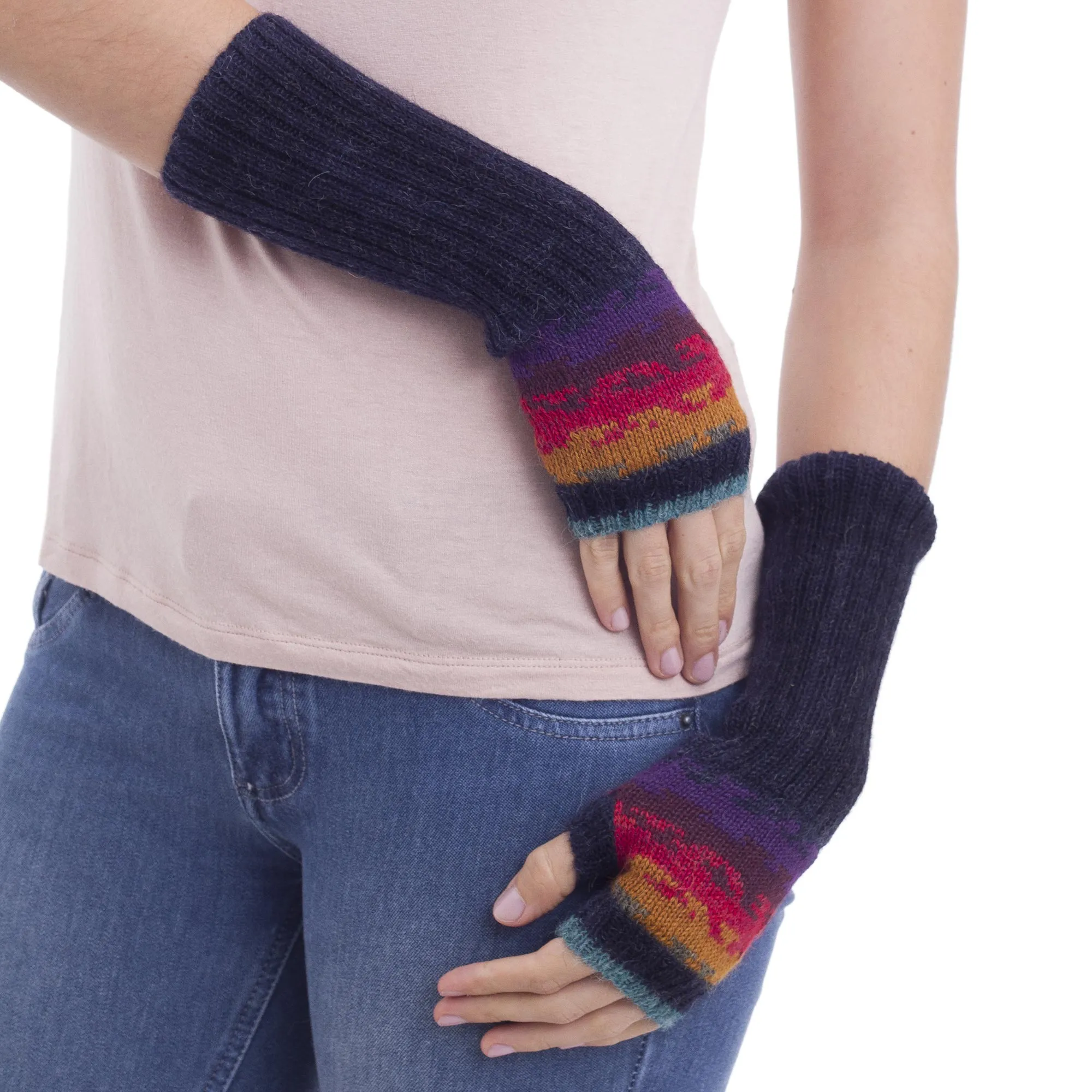 Andean Twilight Hand Crafted Alpaca Wool Gloves