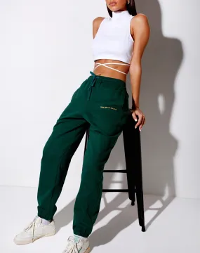 Basta Jogger in Bottle Green with 'Take Care Of Yourself' Embro