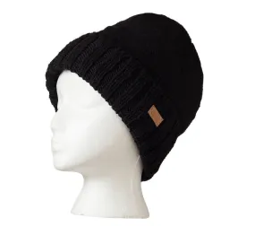 Black Beanie, Thick wool beanie, Black toque, fleece inside, Wool beanie, Fleece Lined