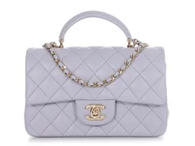 Chanel Mini Lilac Quilted Lambskin Top Handle Bag