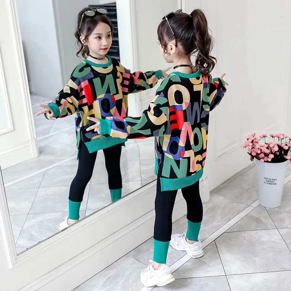 Girls Autumn Letter Sweater