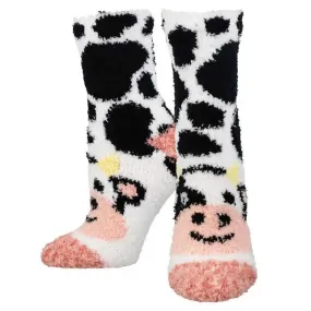 'Moo Cow' Printed Plush Women's Socks