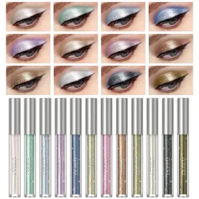 QIBEST Liquid Eyeshadow Pearlescent Glitter Long Lasting Liquid Eyeliner Lying Silkworm High-gloss Easy Wear Shimmer Eye Makeup