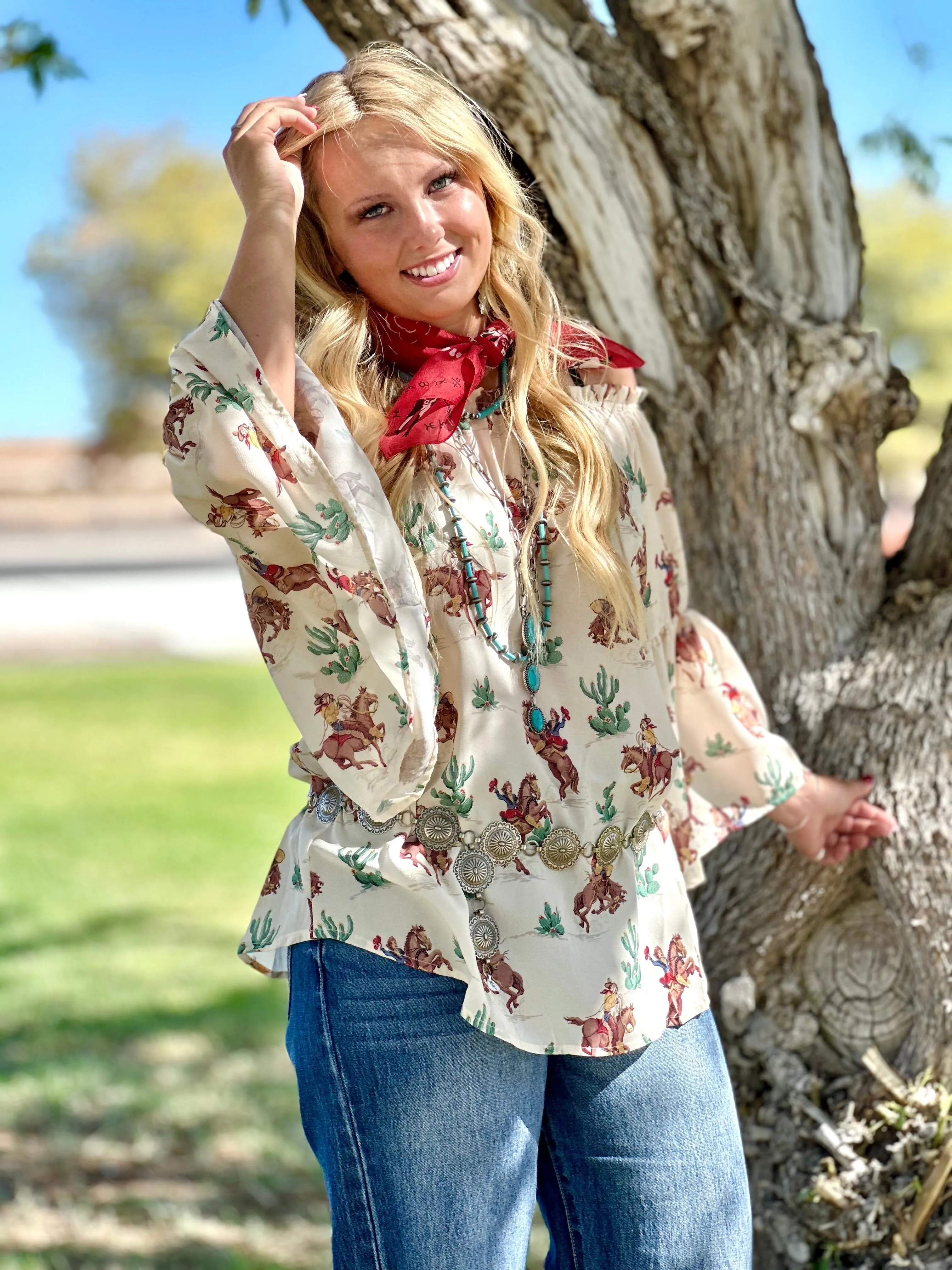 The Fall Vintage Western Cowboy Top